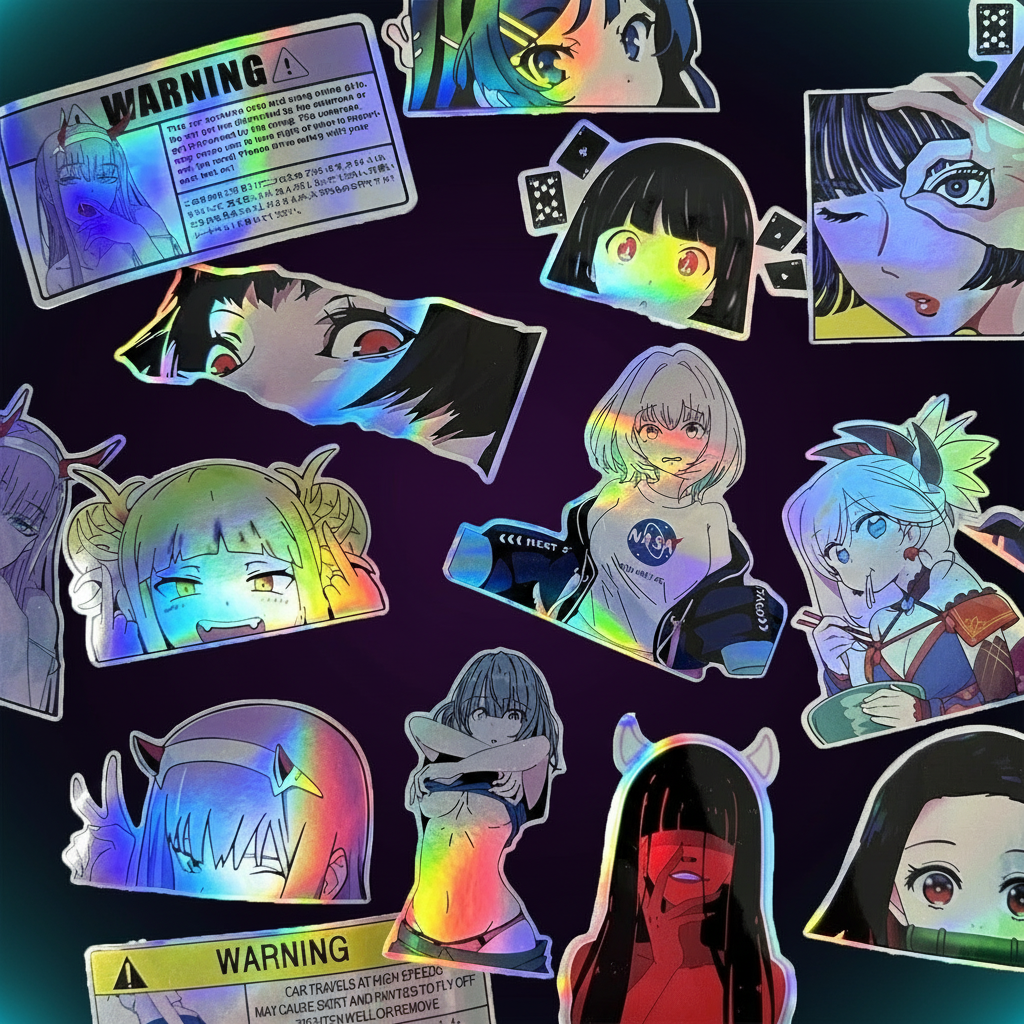 Holographic Anime Girl Stickers (32 Pack)